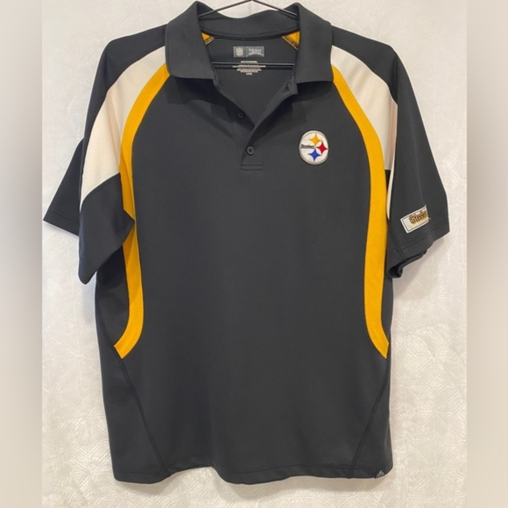 Men's Team Apparel‎ Short Sleeve Pittsburg Steeler’s Polo, Size Large